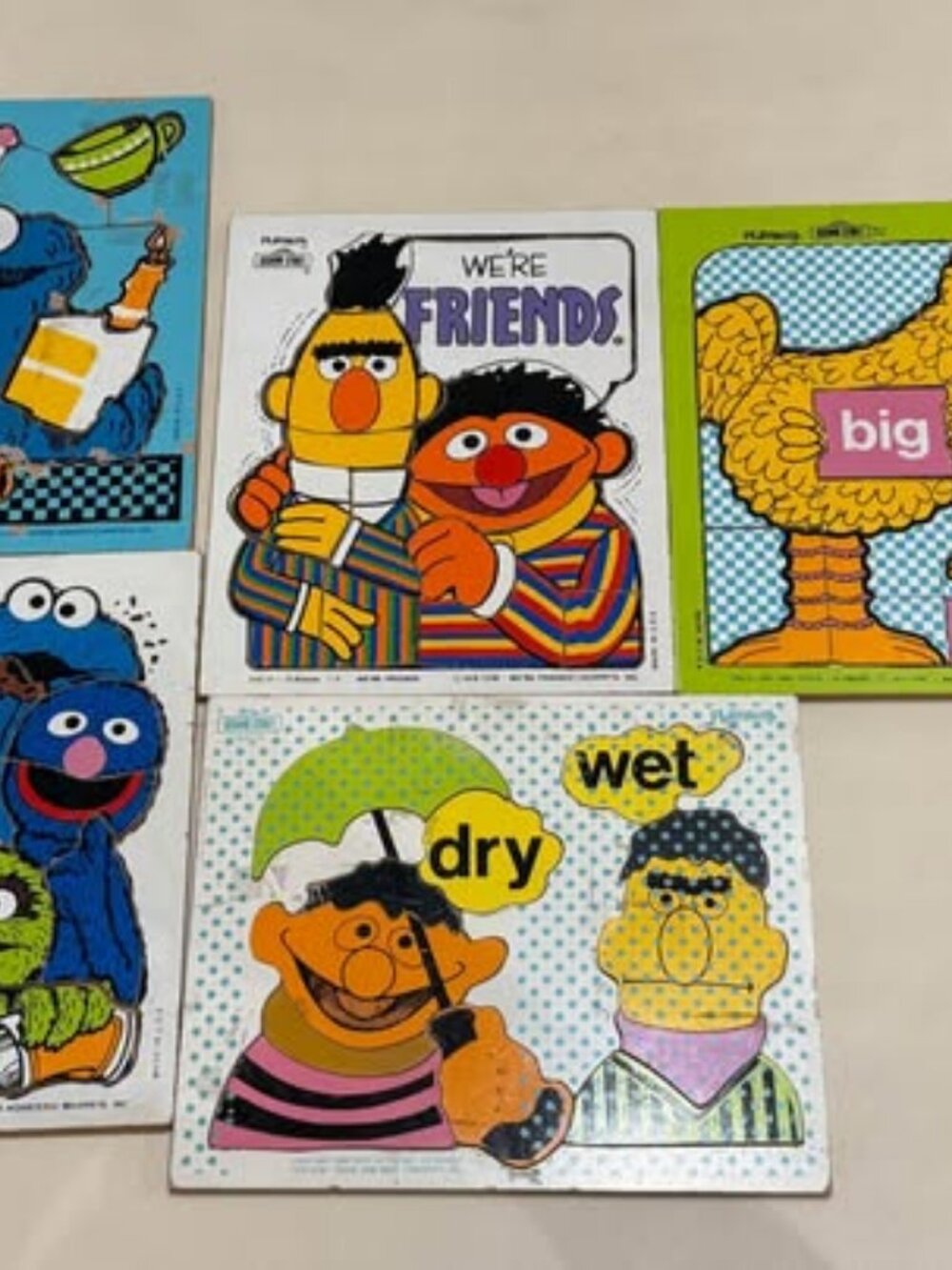 5 Sesame Street vintage wood puzzles